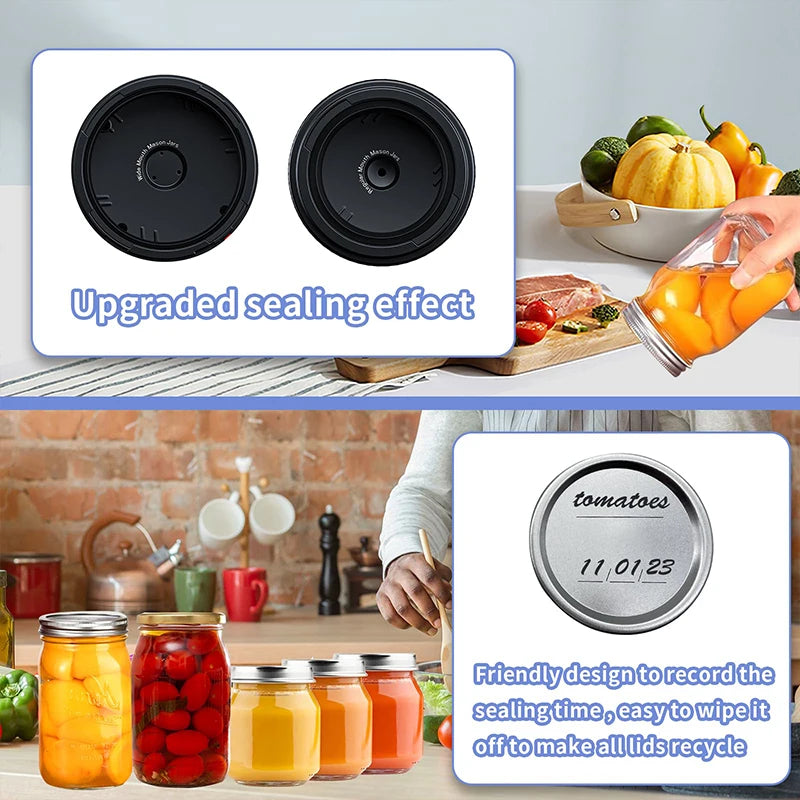 Electric Mason Jar Vacuum Sealing Machine Cordless Automatic Jar Sealer Portable Food Fresh-Keeping Storage Machine 60KPA