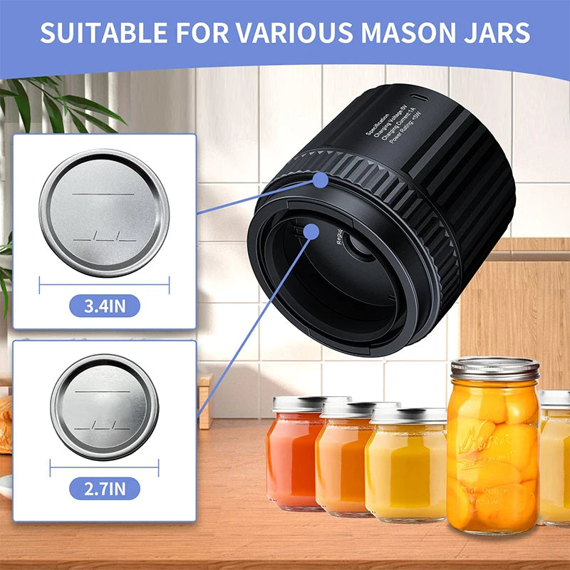 Electric Mason Jar Vacuum Sealing Machine Cordless Automatic Jar Sealer Portable Food Fresh-Keeping Storage Machine 60KPA